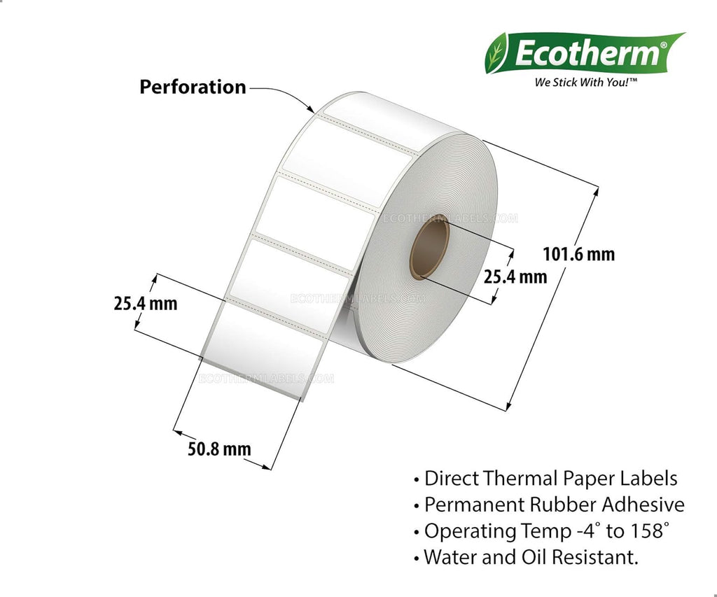 2x1 Thermal Labels Paper Stickers 1310 Per Roll 12 Rolls Direct Thermal R34699