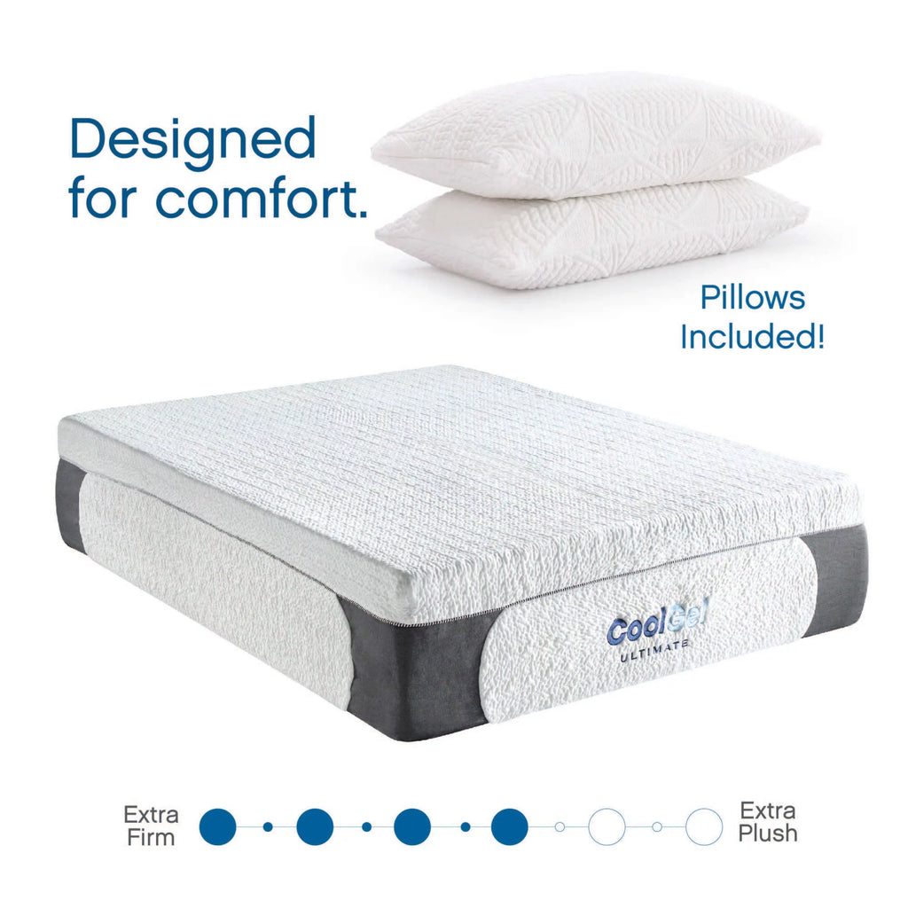 Queen Gel Memory Foam Mattress with 2 Pillows X863796