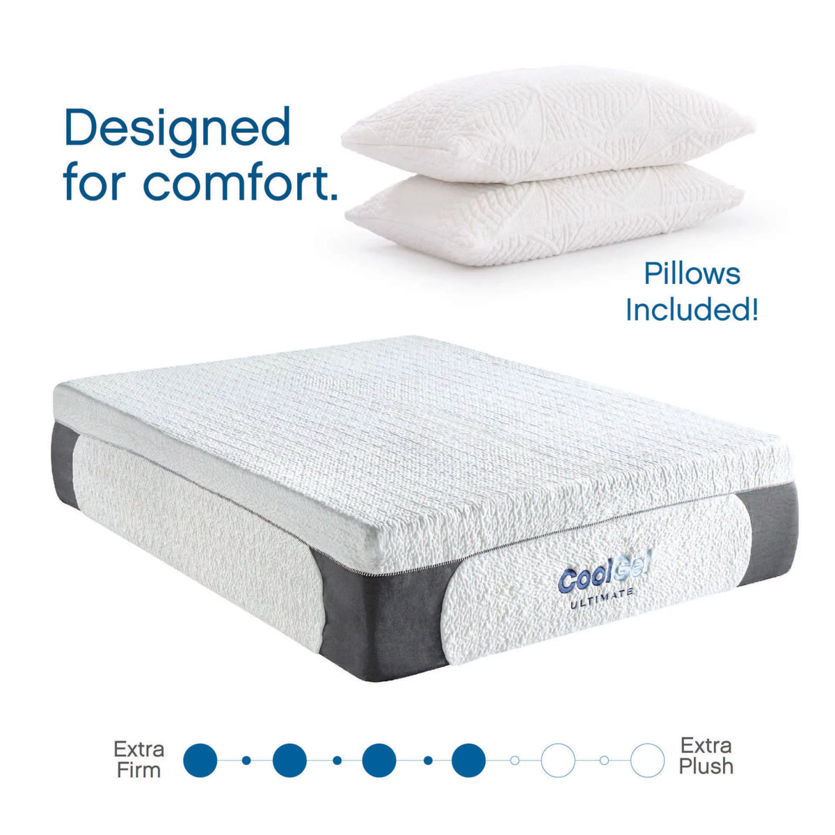 Queen Gel Memory Foam Mattress with 2 Pillows X863796
