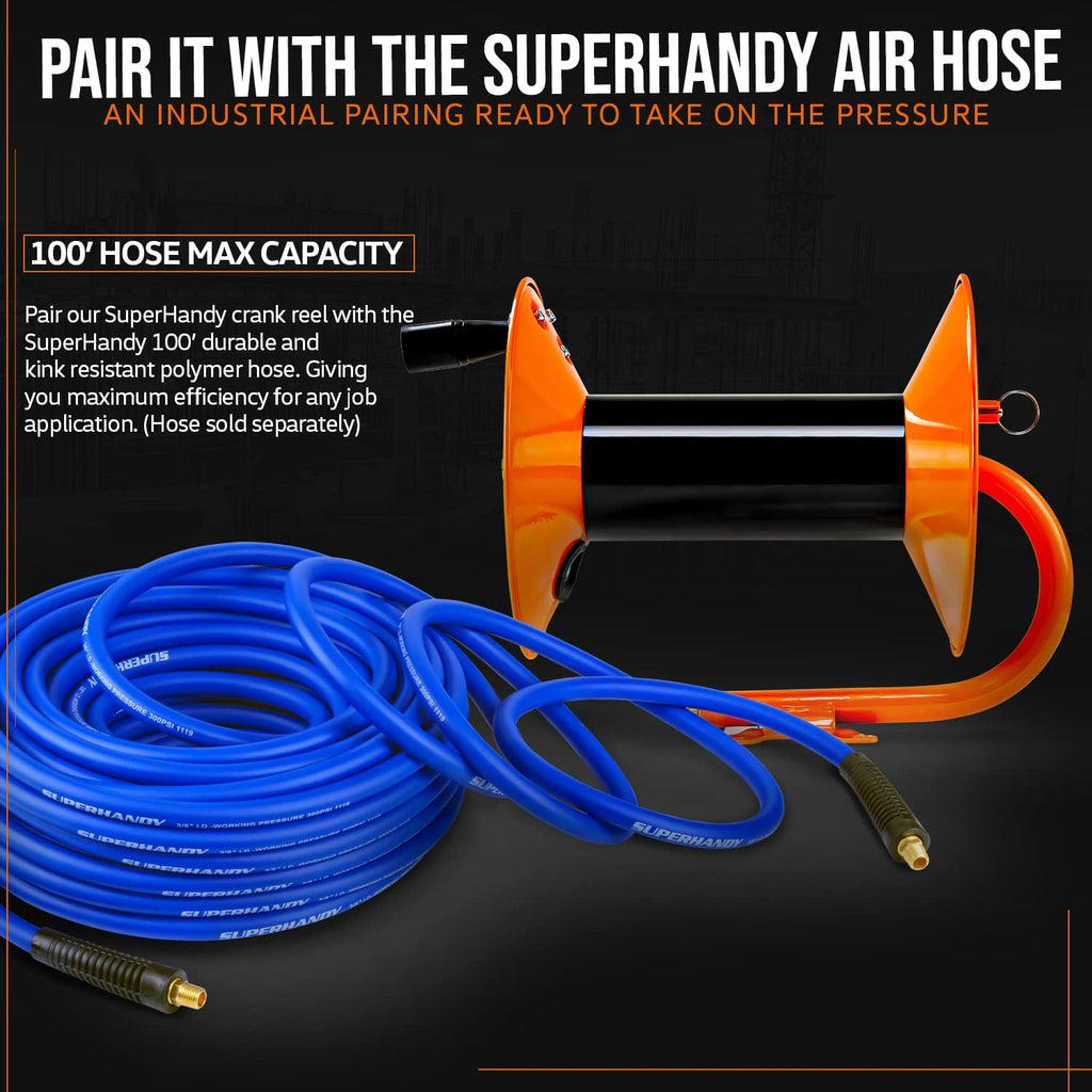 Retractable Air Hose Reel 3/8" x 100' 300 PSI Steel Y6008