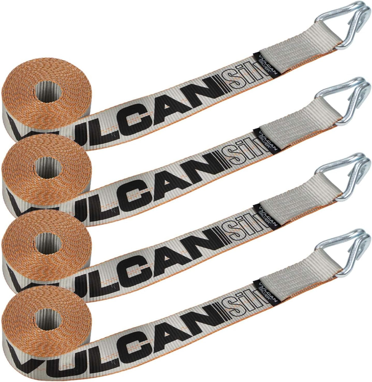 Winch Strap with Heavy Wire Hook, 2 Inch x 15 Foot, 4 Pack, 3,300 Pound Safe Working Load J321966
