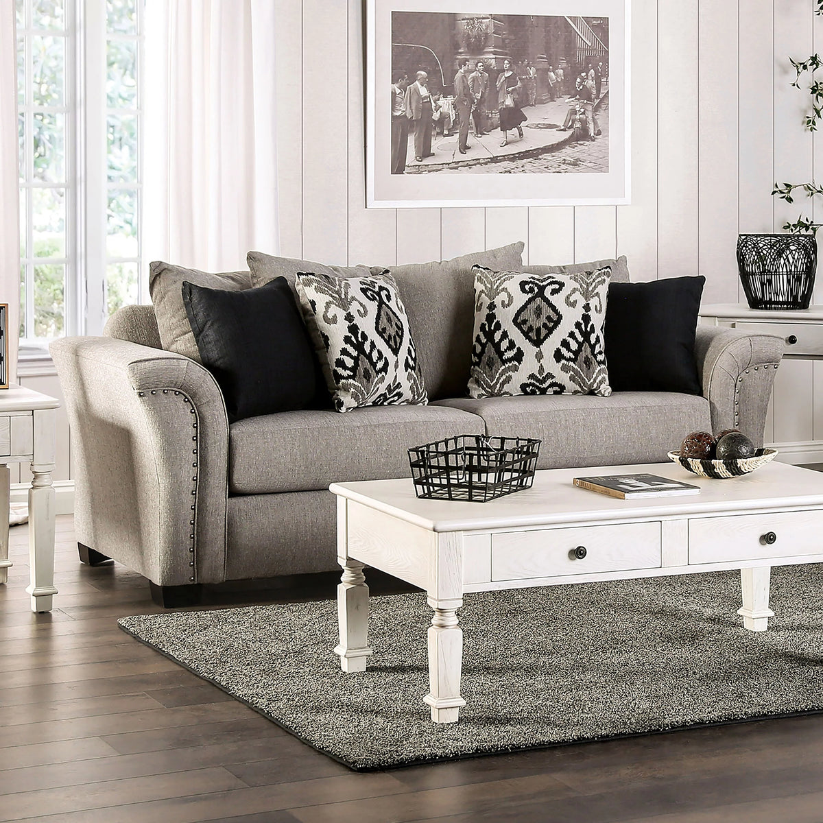 Light Taupe Fabric Upholstered Sofa G287004
