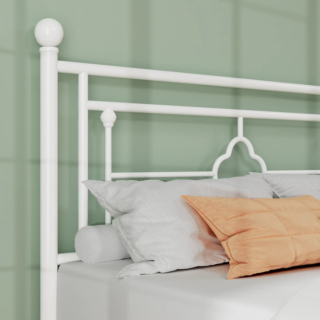 Queen Size Black Metal Bed with Vintage Headboard G830