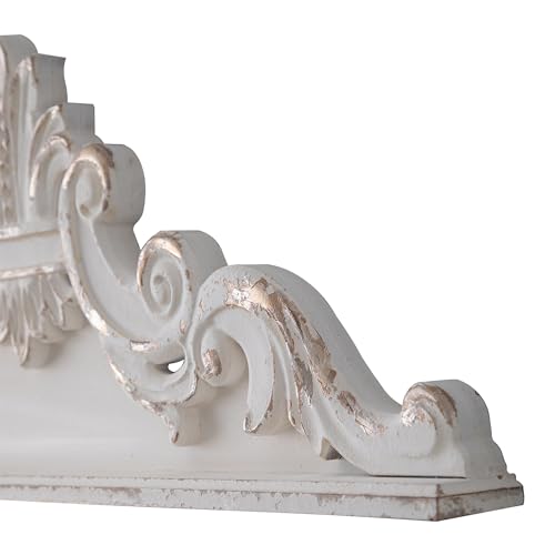 White Wood Floral Carved Wall Sculptures P4797