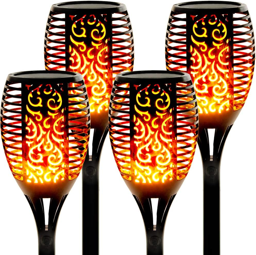 43 LED Waterproof Flickering Flames Torch Solar Lights (4 Pack) G528160