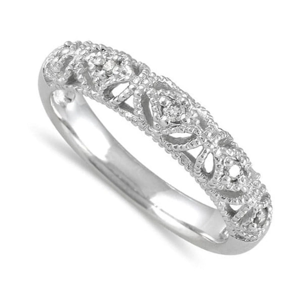 Antique Diamond Wedding Ring Band in White Gold S54093