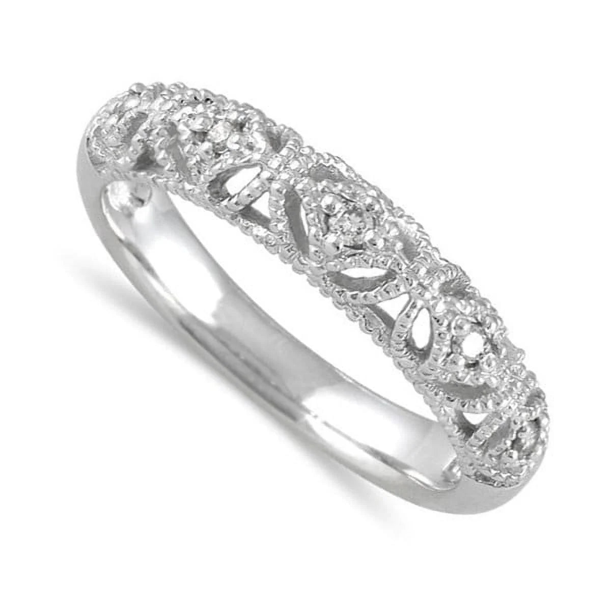 Antique Diamond Wedding Ring Band in White Gold S54093