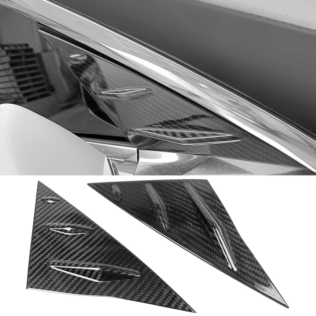 Front Window Louver Real Carbon Fiber Vent Trim 2PCS J2449