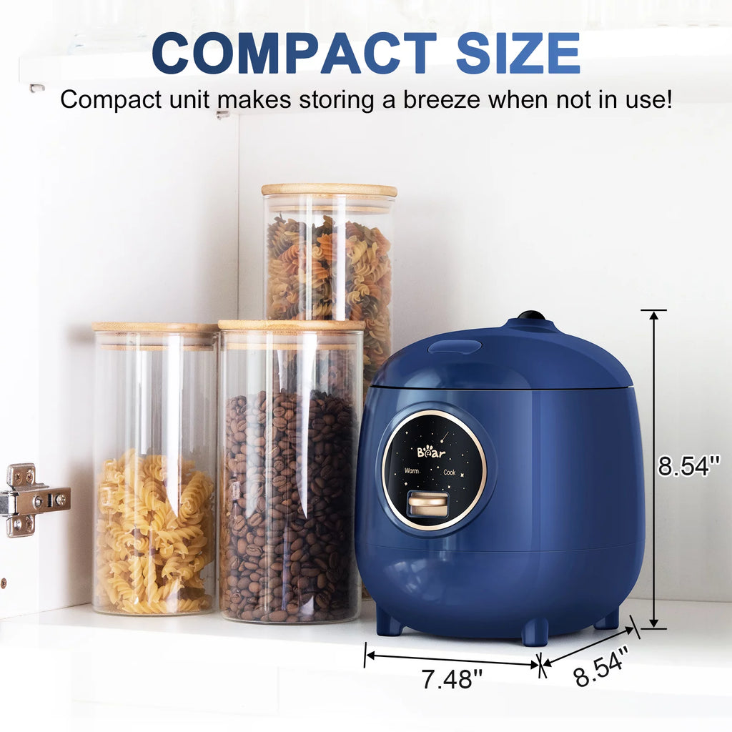 Blue 2 Cups Rice Cooker with Removable Nonstick Pot K7283