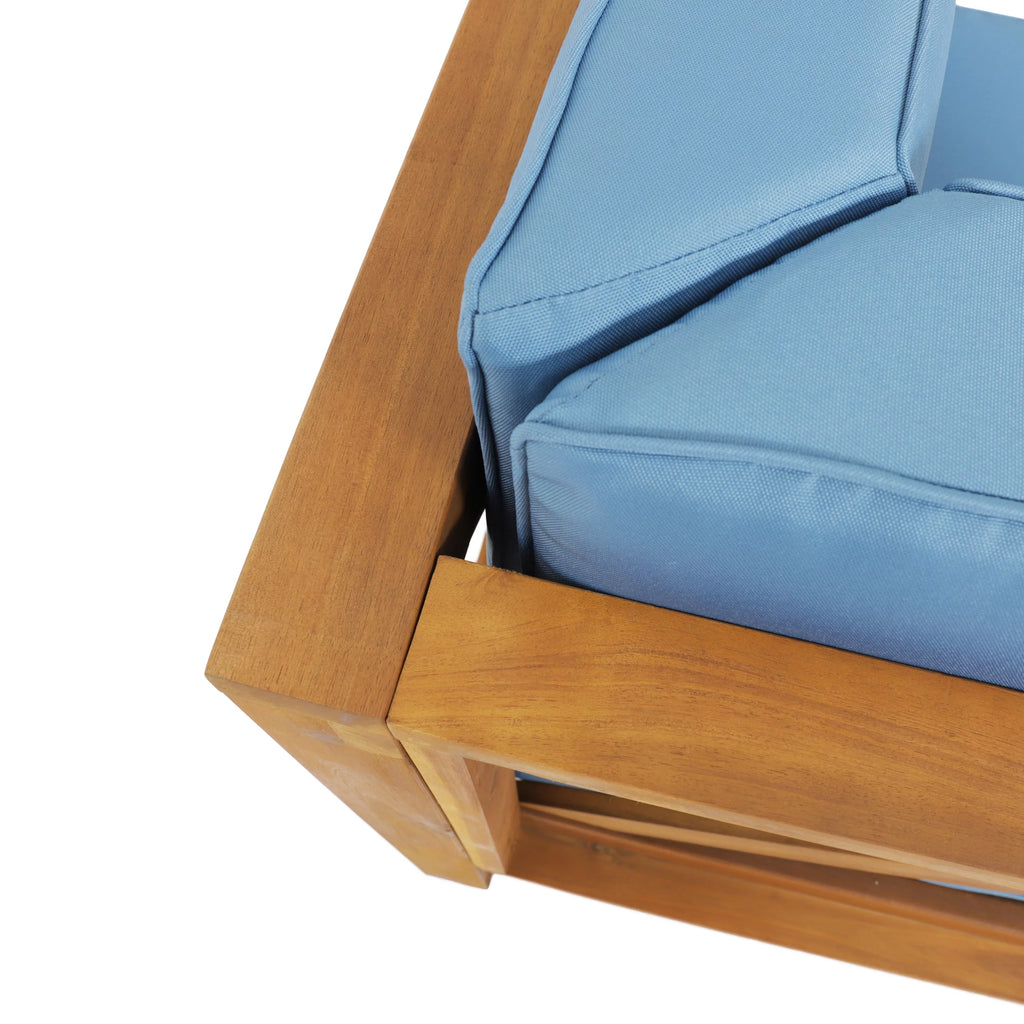 Teak Blue 8 Seater Wood Sectional Sofa Set with Coffee Table I26529