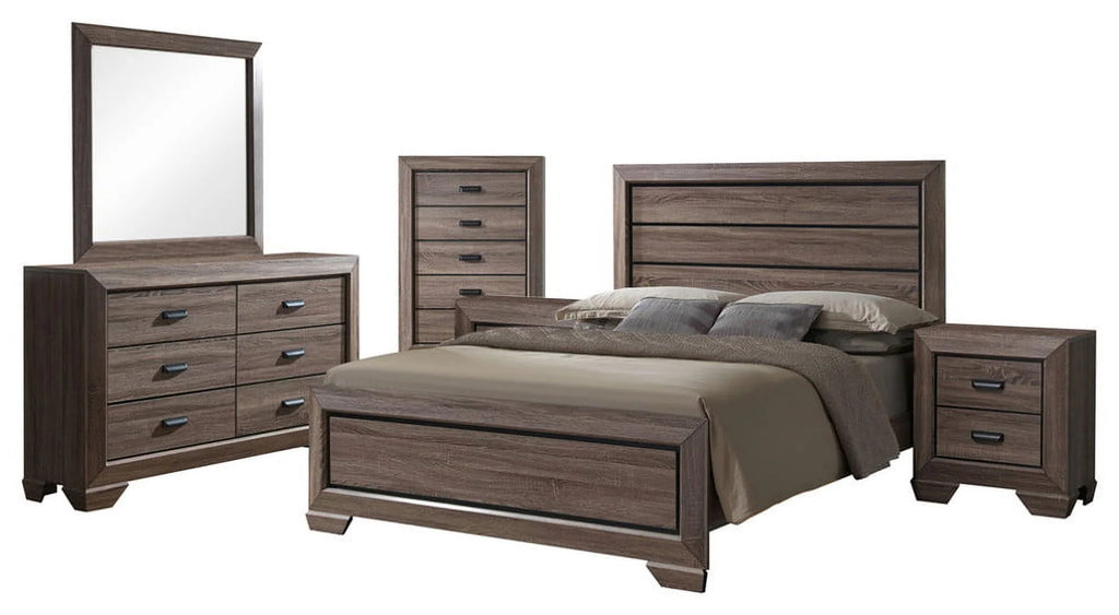 Brown Wood 6 Piece King Bedroom Set J923940