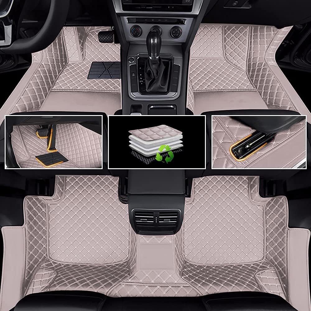Car Floor Mats Luxury Leather Non-Slip Front & Rear All Weather Red G42276