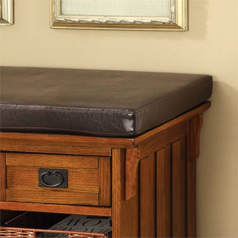 Storage Bench with Baskets in Antique Oak A833