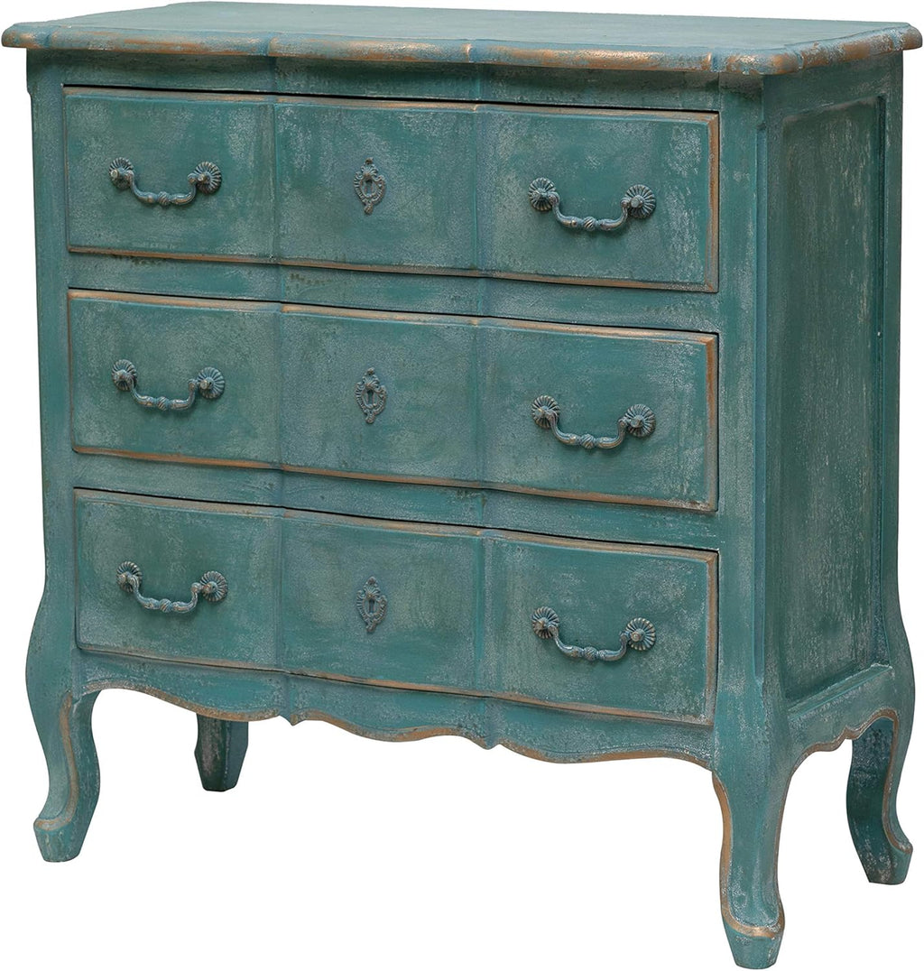 Distressed Blue 3 Drawer Wood Dresser U625