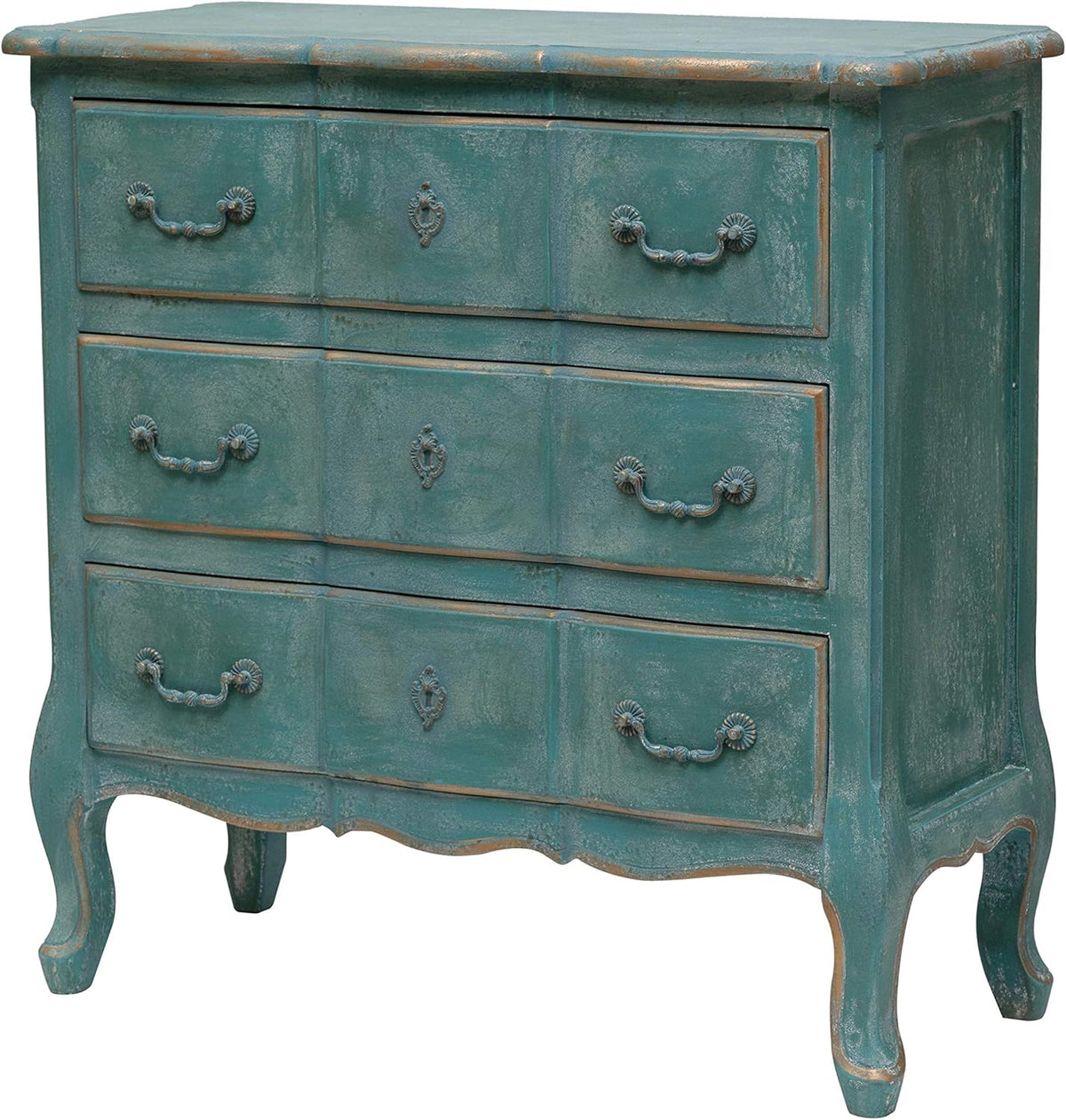 Distressed Blue 3 Drawer Wood Dresser U625