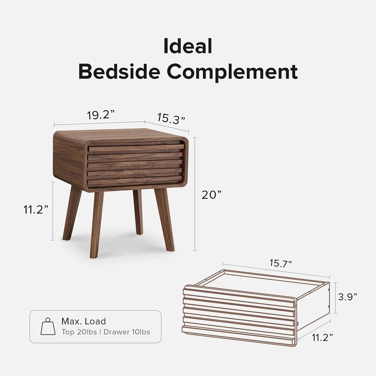 Walnut Side Table with Slatted Door T6916