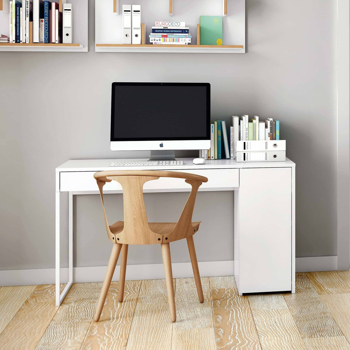 Pure White Chrome Home Office Desk T80437