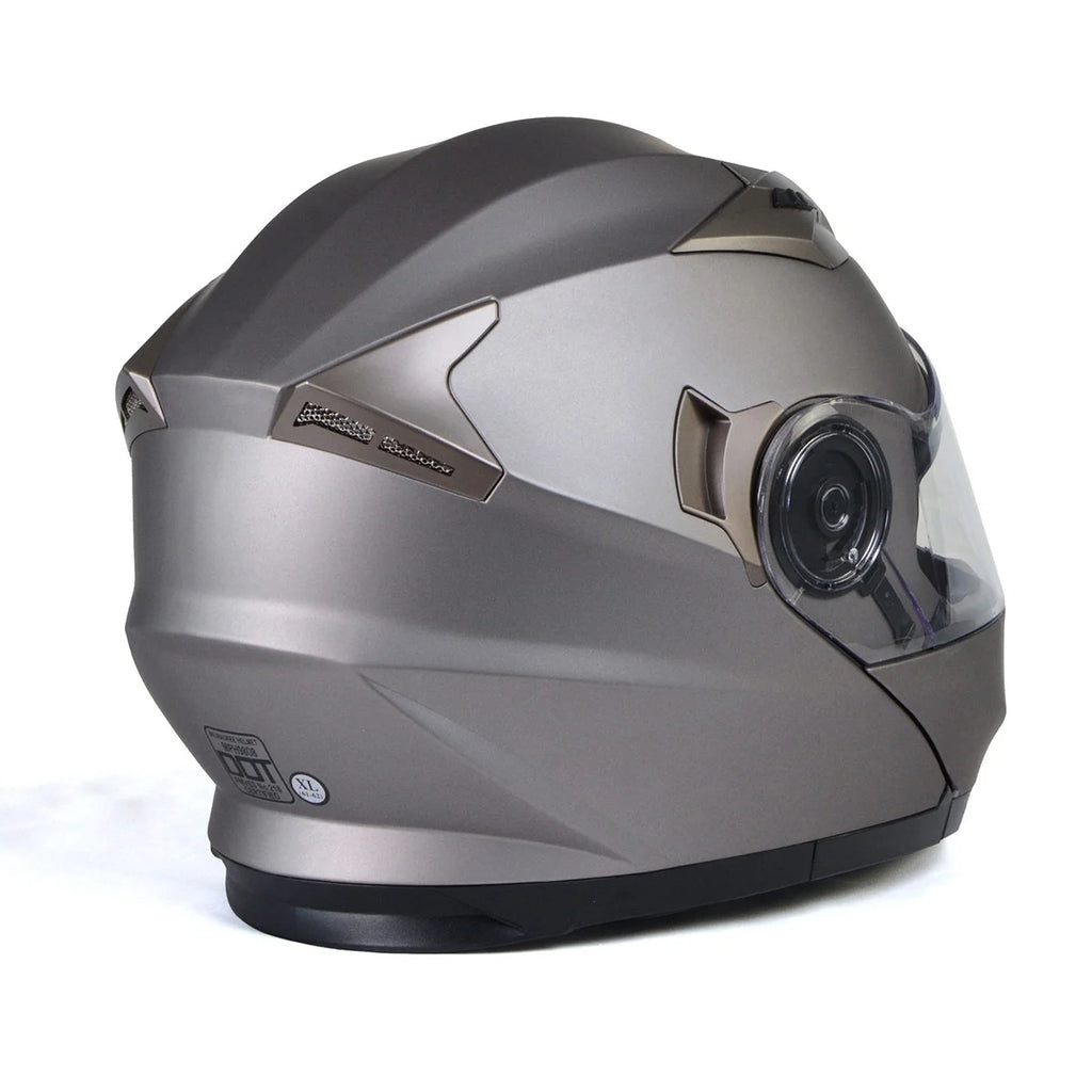Silver Modular Motorcycle Helmet with Drop Down Visor V453