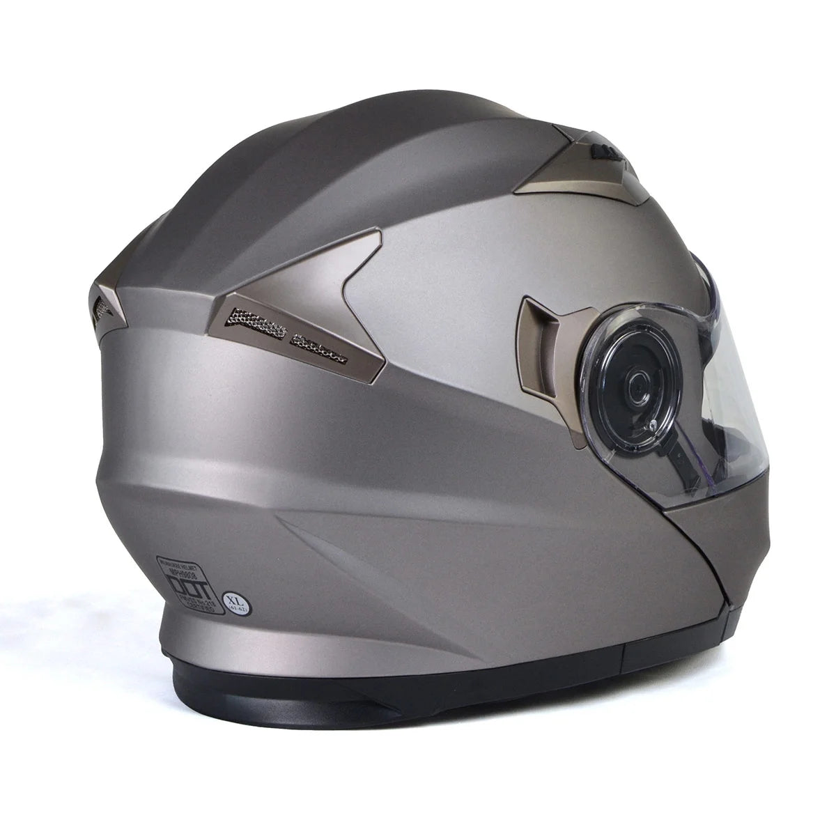 Silver Modular Motorcycle Helmet with Drop Down Visor V453