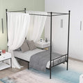 Twin White Metal Canopy Bed Frame with Steel Slats R87403