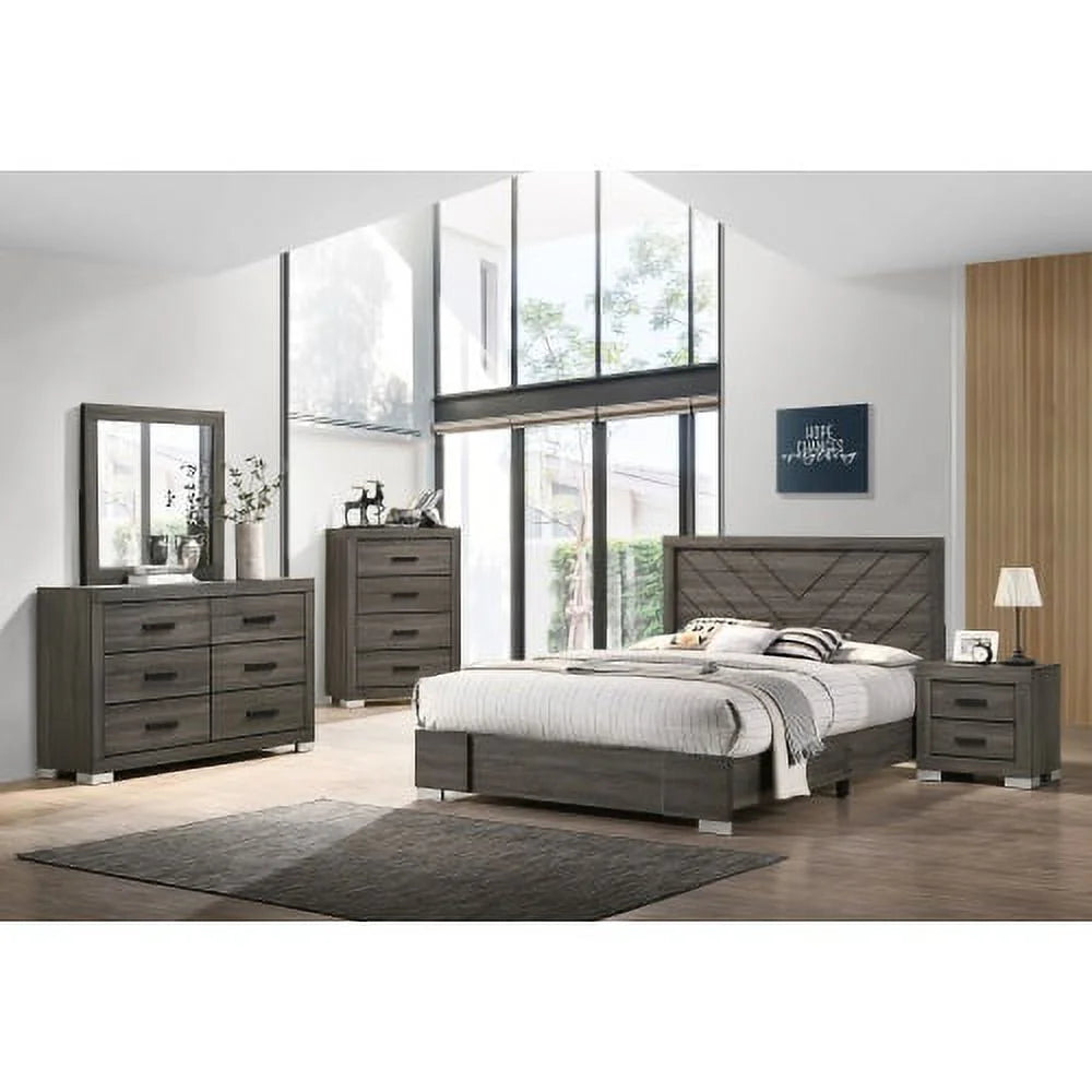 Wooden Nightstand with Drawers Grey S794932