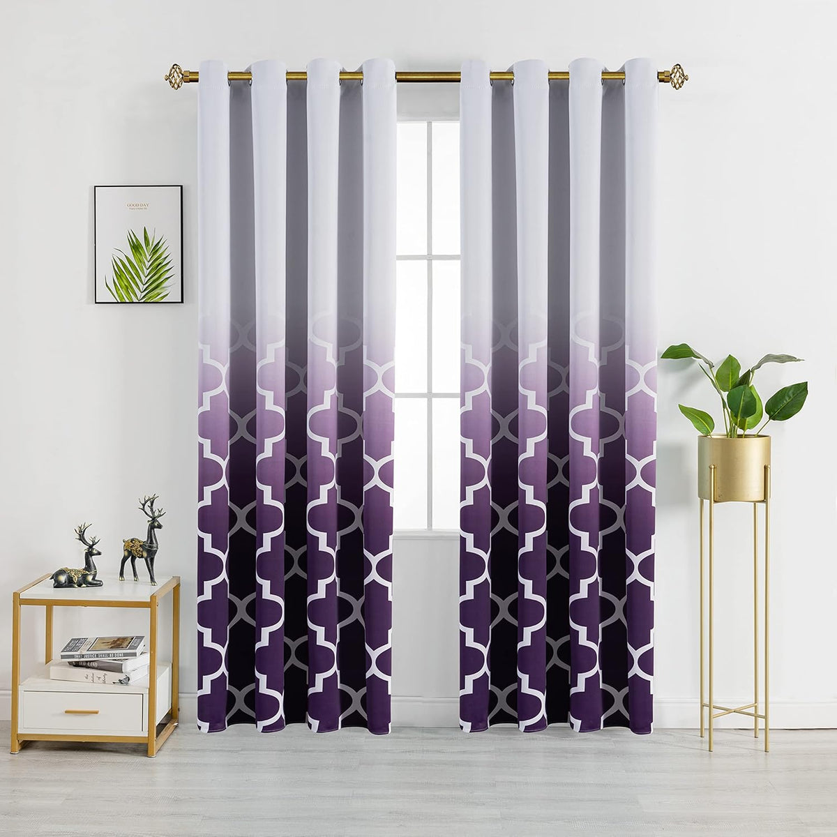 Grey 84 inch 2 Panels Gradient Color Curtains S22541