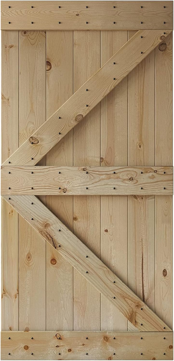 42 in x 84 in Knotty Wood Sliding Barn Door V7829