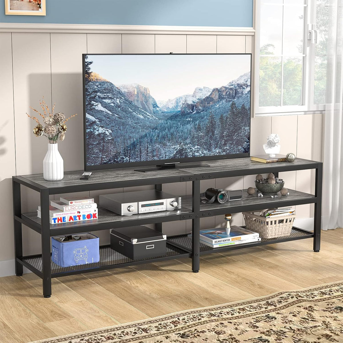 Rustic Brown and Gray Oak TV Stand Y908487