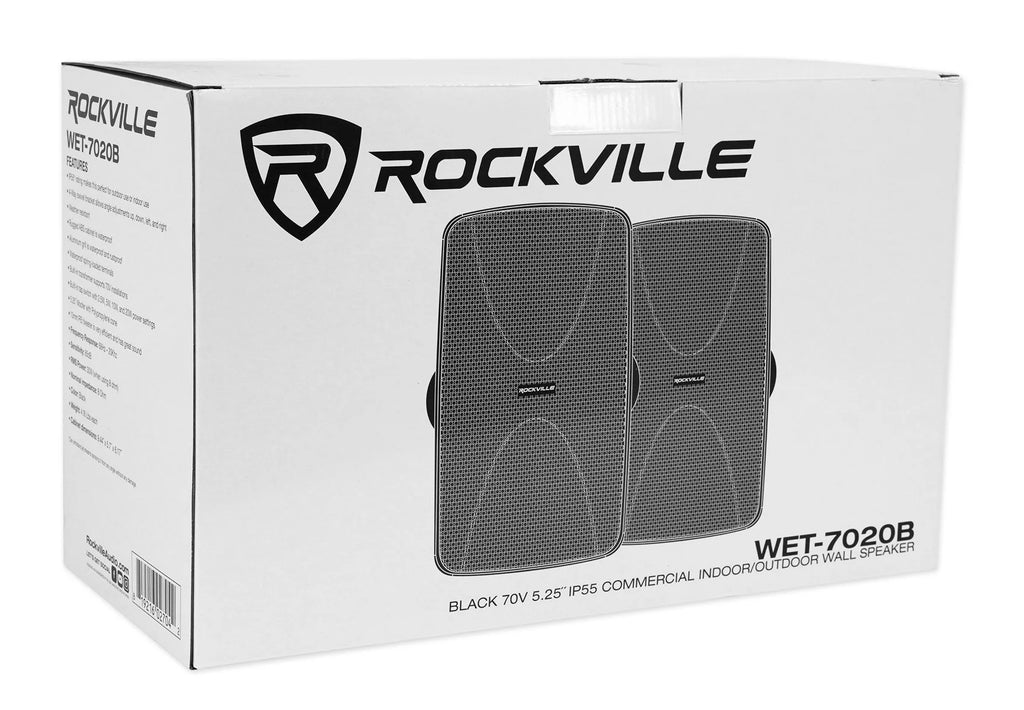 2-Ch Commercial Bluetooth Amplifier with 4 Black Wall Speakers O3891