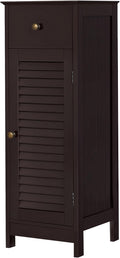 Espresso Free-Standing Bathroom Floor Cabinet with Drawer and Single Shutter Door Z766357