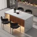 Large Imitation Marble Dining Table with LED Lights O387