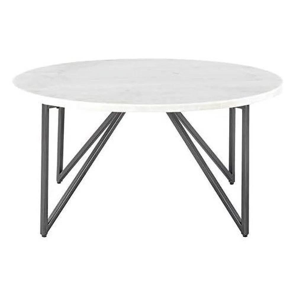 Round Marble Top Coffee Table with Metal Legs B66864