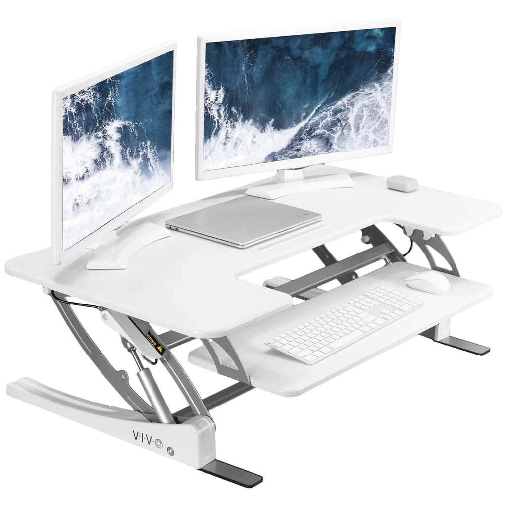 White Height Adjustable 42" Standing Desk Converter F163144