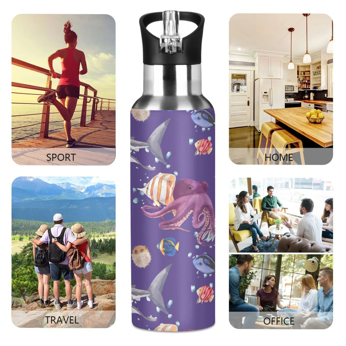 20 OZ Stainless Steel Vacuum Insulated Water Bottle with Straw Lid N6067