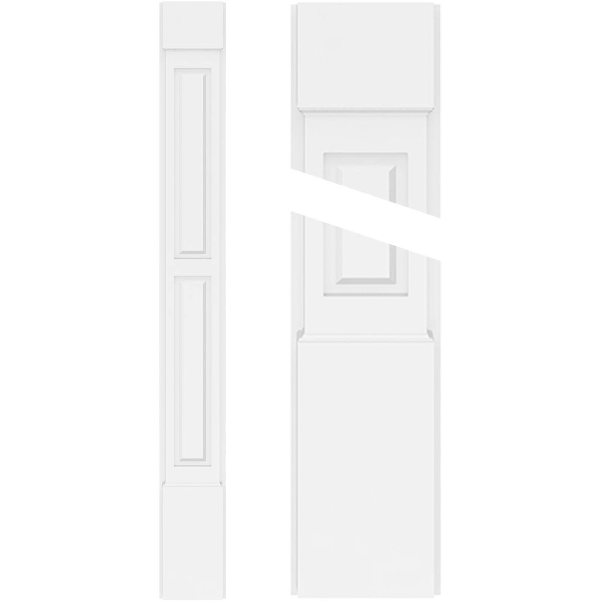 Two Equal Raised Panel PVC Pilaster with Capital and Base (Pair) G949638