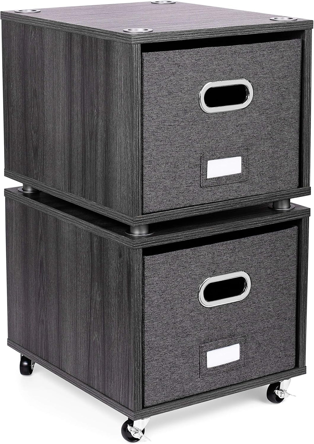 White Rolling File Cabinet with 2 Lateral Drawers N4634