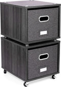 White Rolling File Cabinet with 2 Lateral Drawers N4634