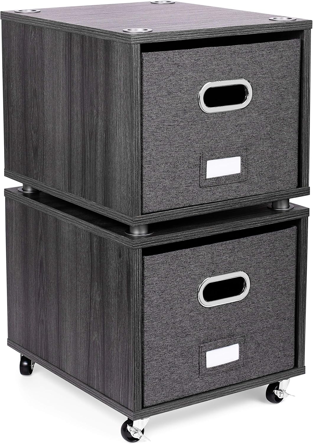 White Rolling File Cabinet with 2 Lateral Drawers N4634