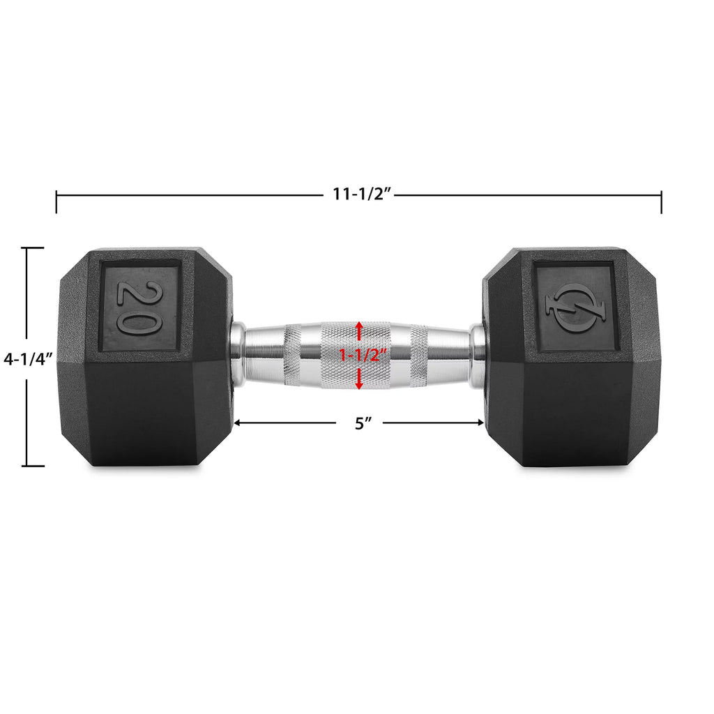 45 lb Pair Rubber Coated Hex Dumbbell O373267