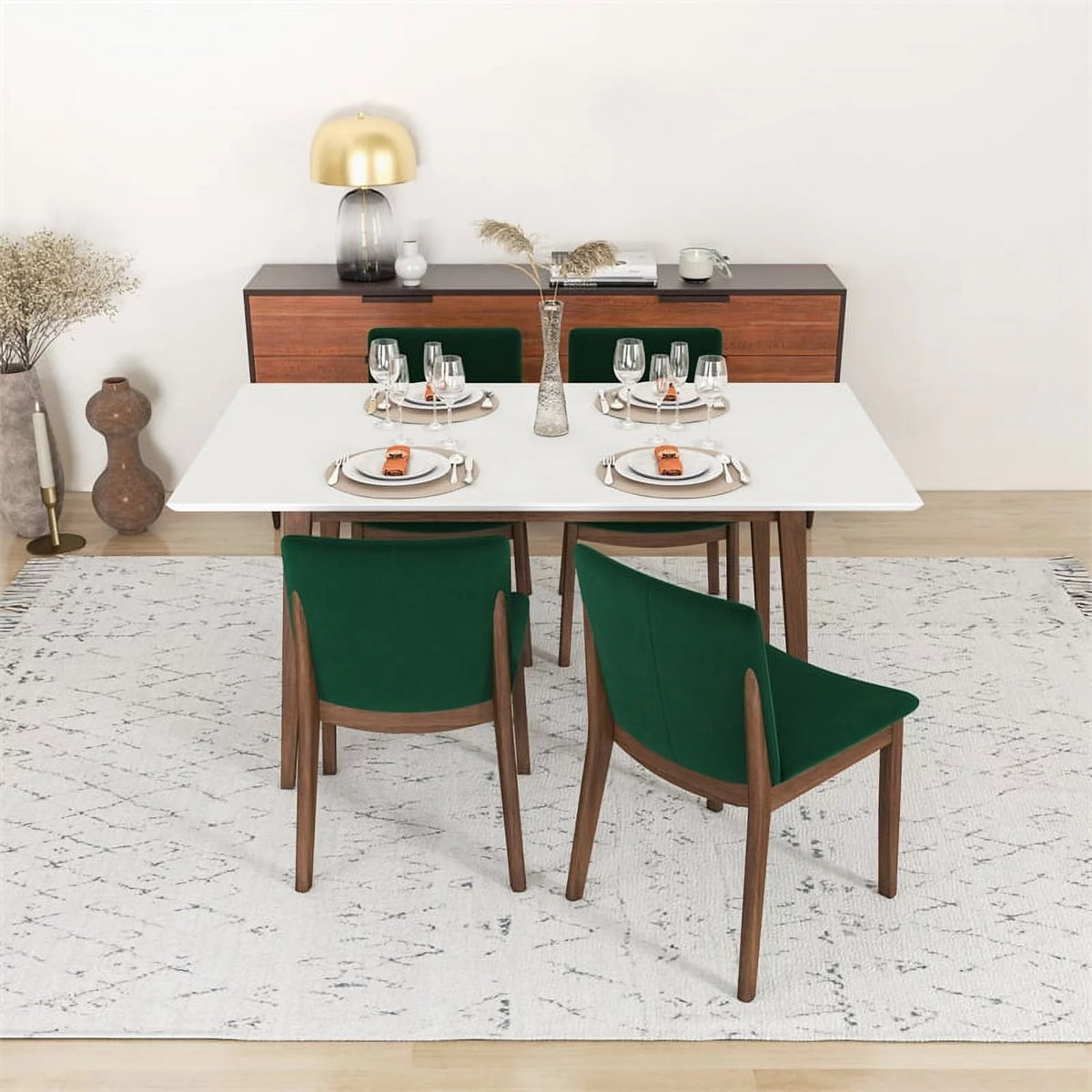 Solid Wood Walnut Dining Table and Chair Set of 4 F41548