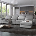 Light Gray L-Shape Feather Filled Sectional Sofa H708