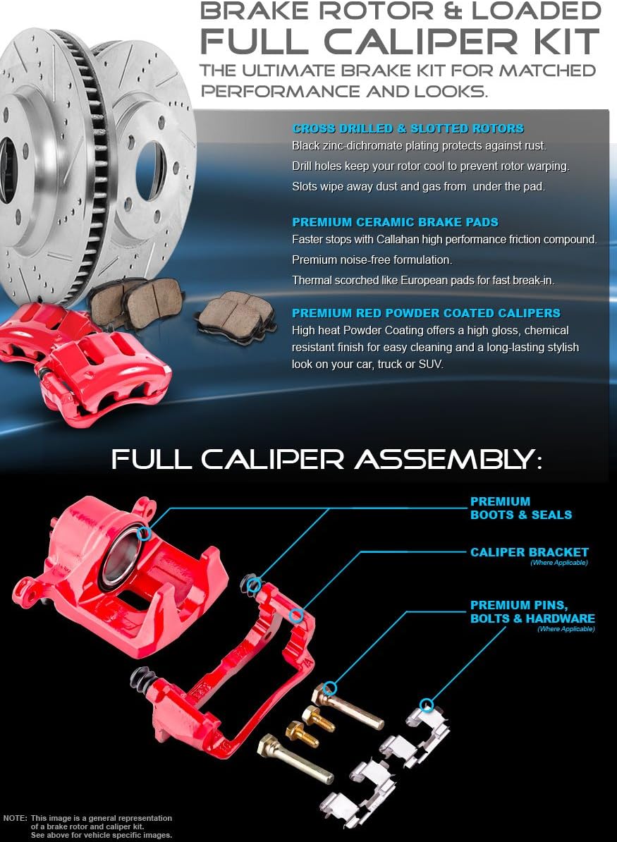 5 Lug Brake Disc Rotors and Ceramic Brake Pads with Clips X830534