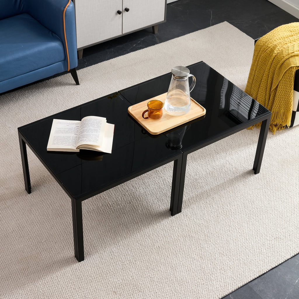 Glass Coffee Table Set of 2 Black F288033
