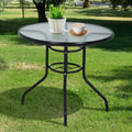 32" Round Glass Patio Table with Umbrella Hole B830