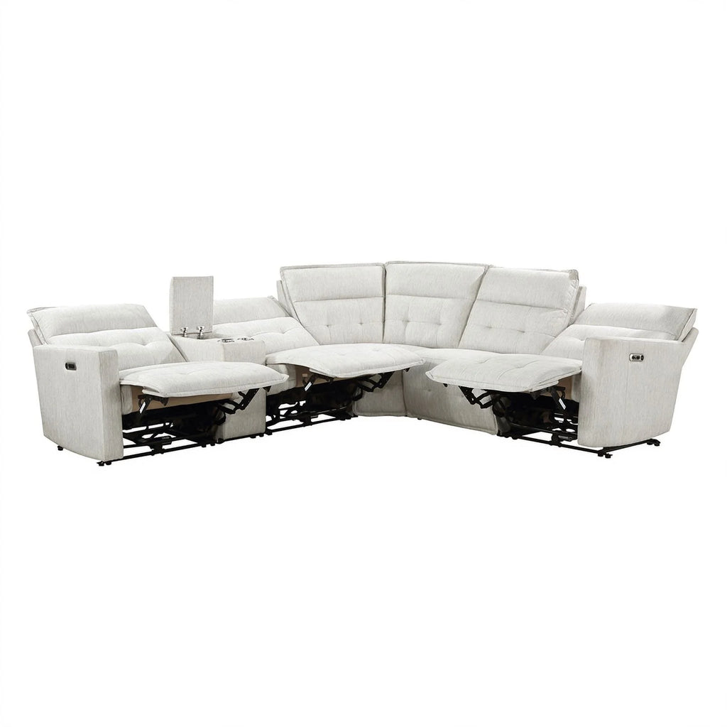 6-Piece White Fabric Power Reclining Sectional G365652