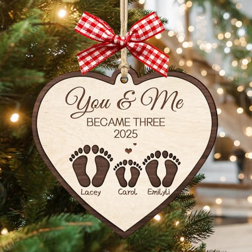 First Christmas Family of Three Footprints Ornament T632