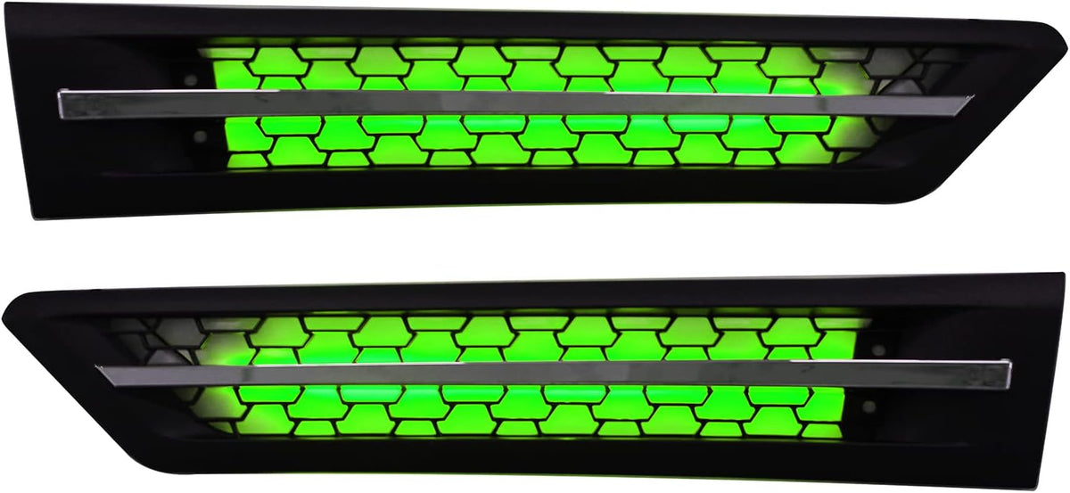 Green LED Side Grille Air Intake Vent Replacement Left Right Pair for Freightliner Cascadia 2018+ I57117