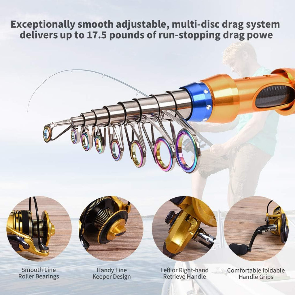 12 FT Carbon Fiber Telescopic Fishing Rod and Reel Combo with Carrier Bag P185252