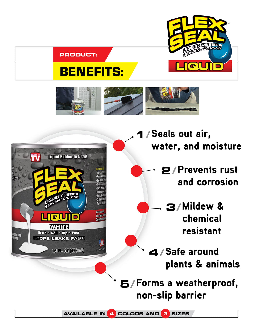 White 32 oz Liquid Rubber Sealant Coating U334