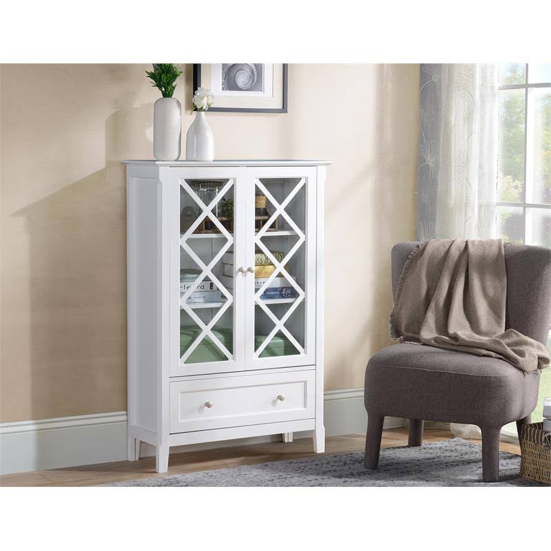 White Wood Accent Cabinet with Two Doors Q17272
